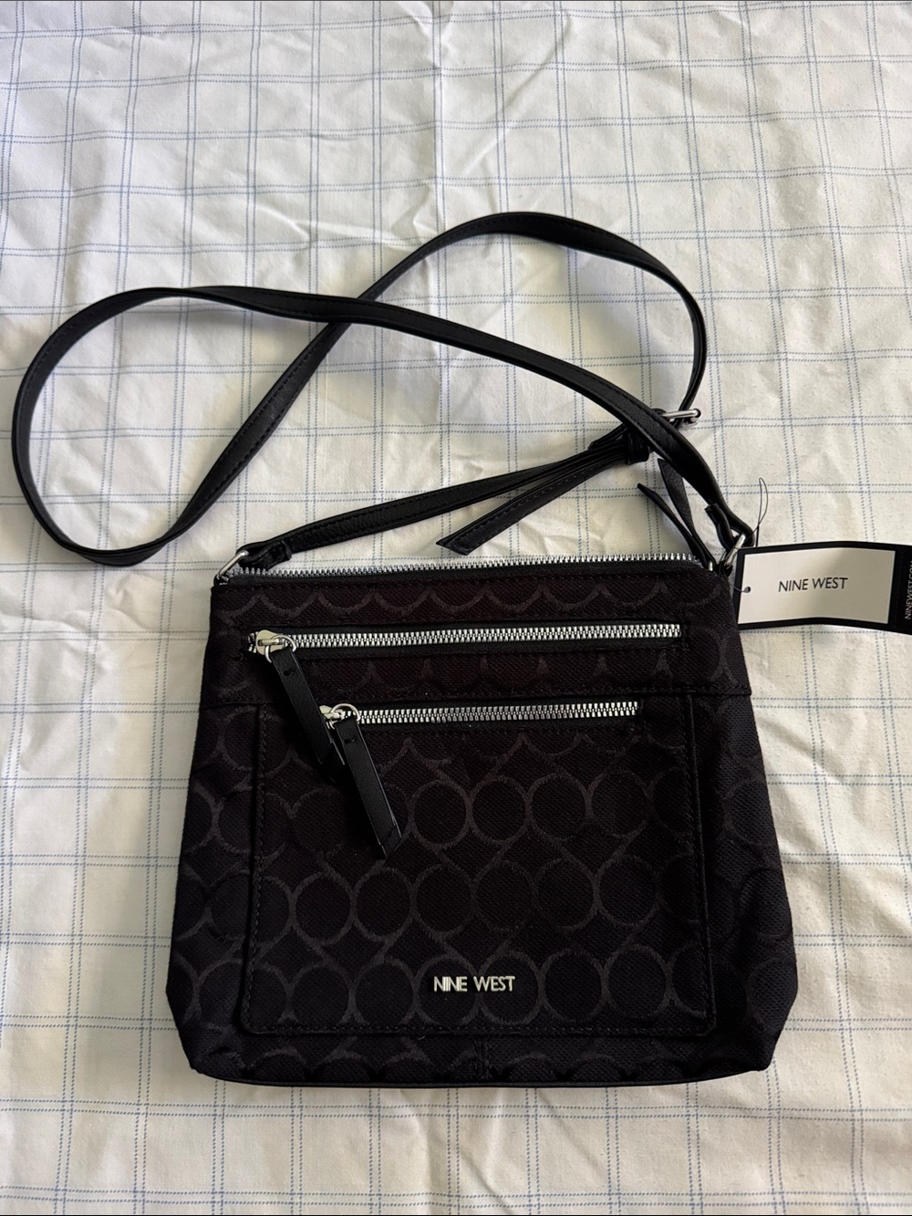 Nine West Black Patterned Crossbody Bag